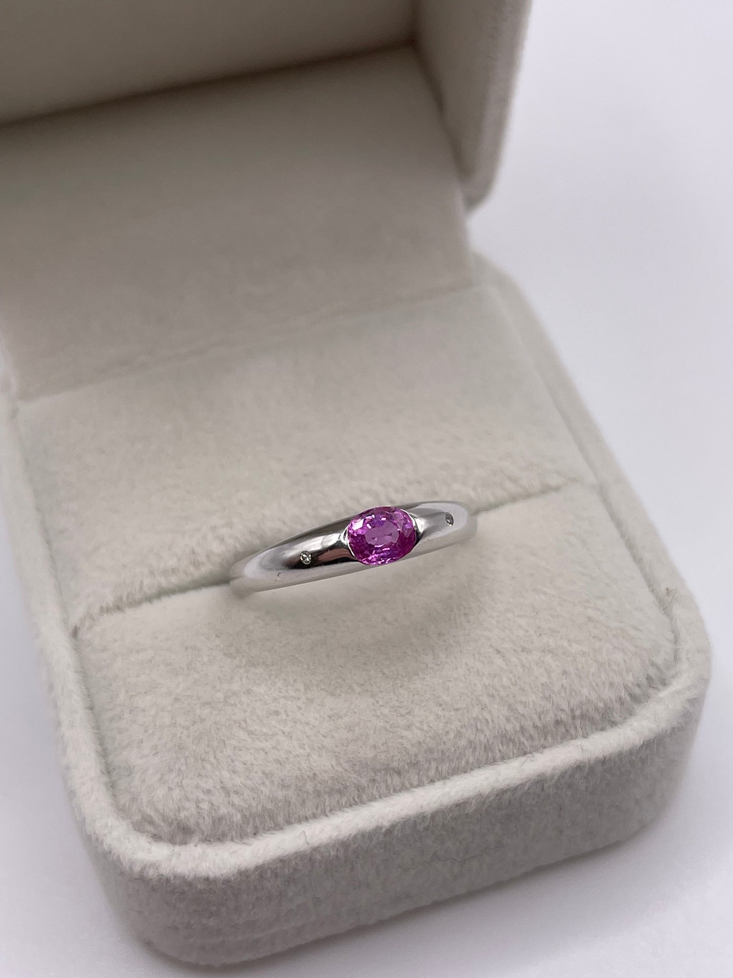 9ct white gold pink sapphire and diamond ring