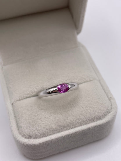 9ct white gold pink sapphire and diamond ring