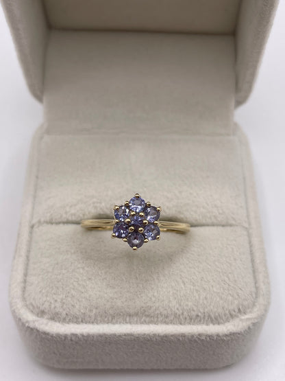 9ct gold tanzanite cluster ring