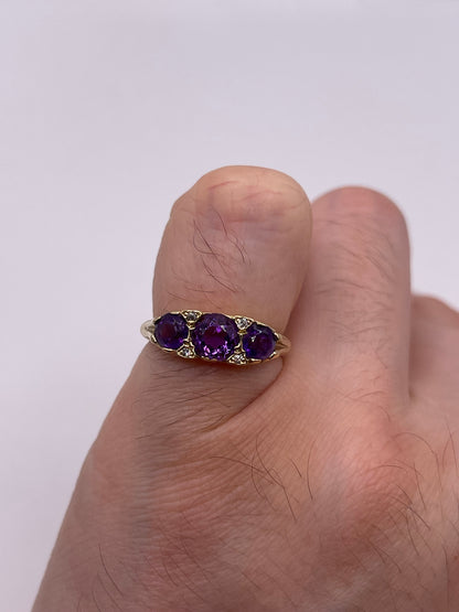 9ct gold amethyst and diamond ring