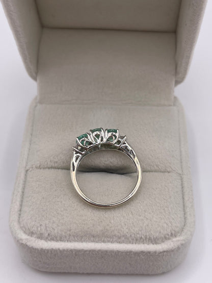 9ct white gold emerald and diamond ring