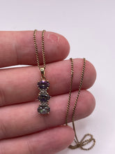 Load image into Gallery viewer, 9ct gold mystic topaz and diamond necklace
