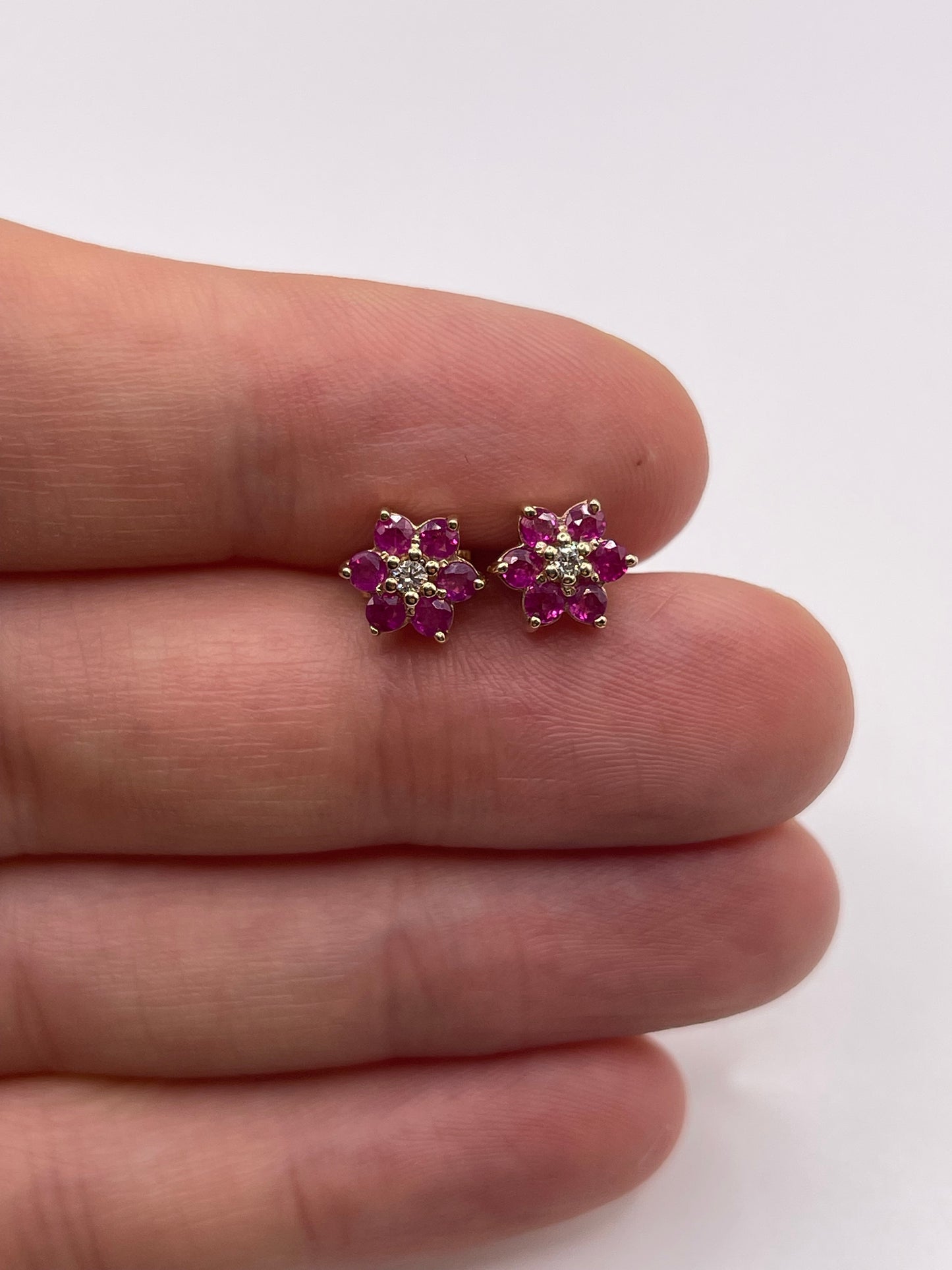 9ct gold ruby and diamond earrings