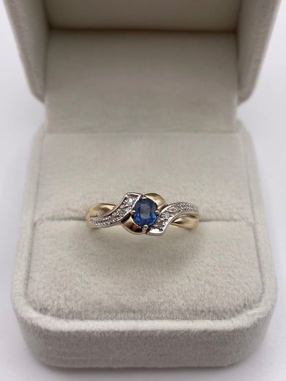 9ct gold sapphire and diamond ring