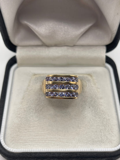 9ct gold tanzanite cluster ring