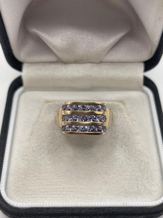9ct gold tanzanite cluster ring