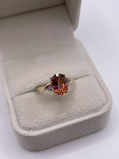 9ct gold topaz and diamond ring