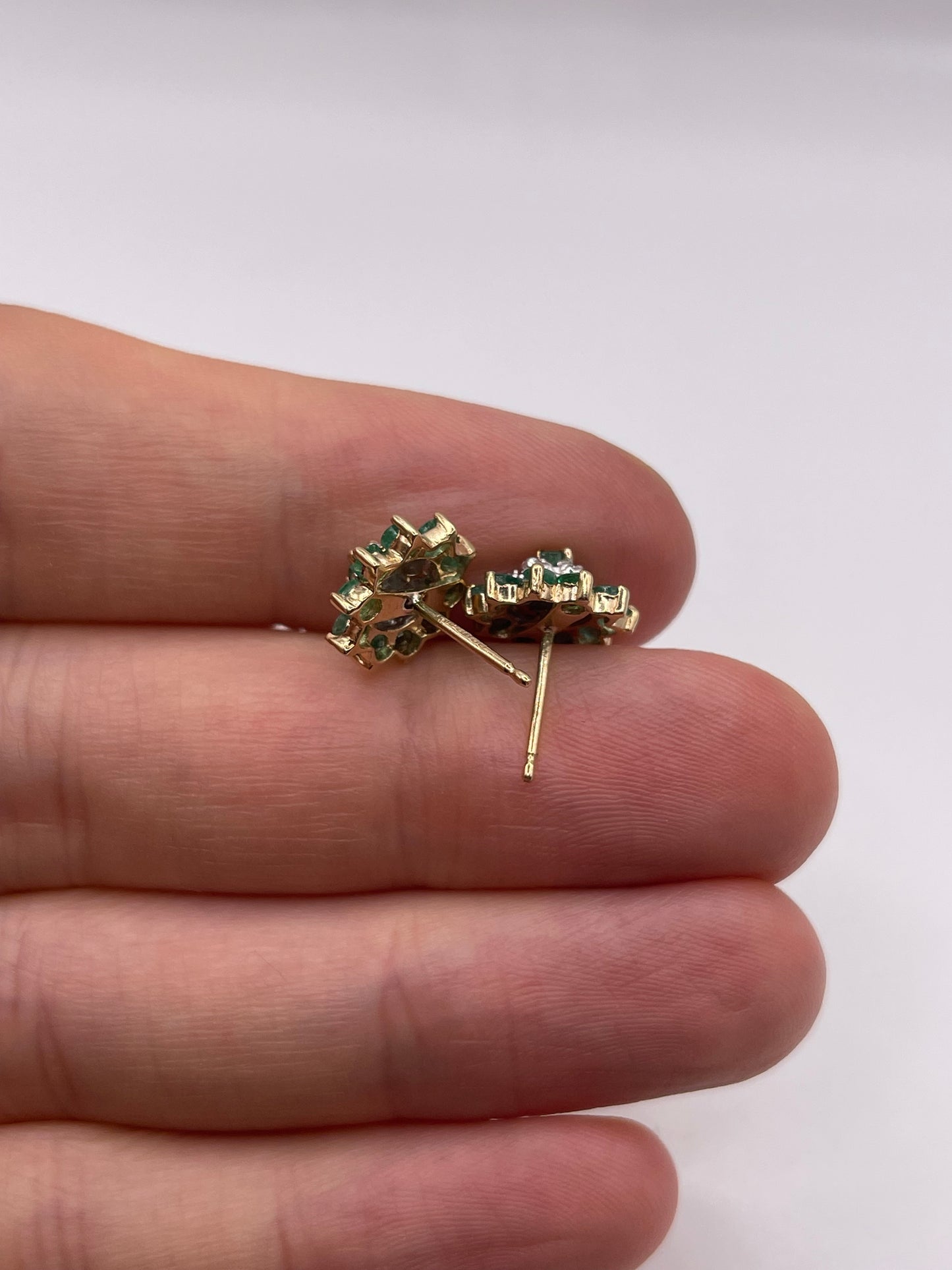 9ct gold emerald and diamond earrings