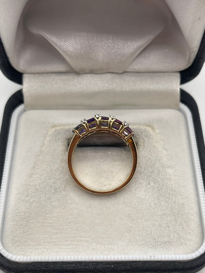 9ct gold multi gemstone and diamond ring