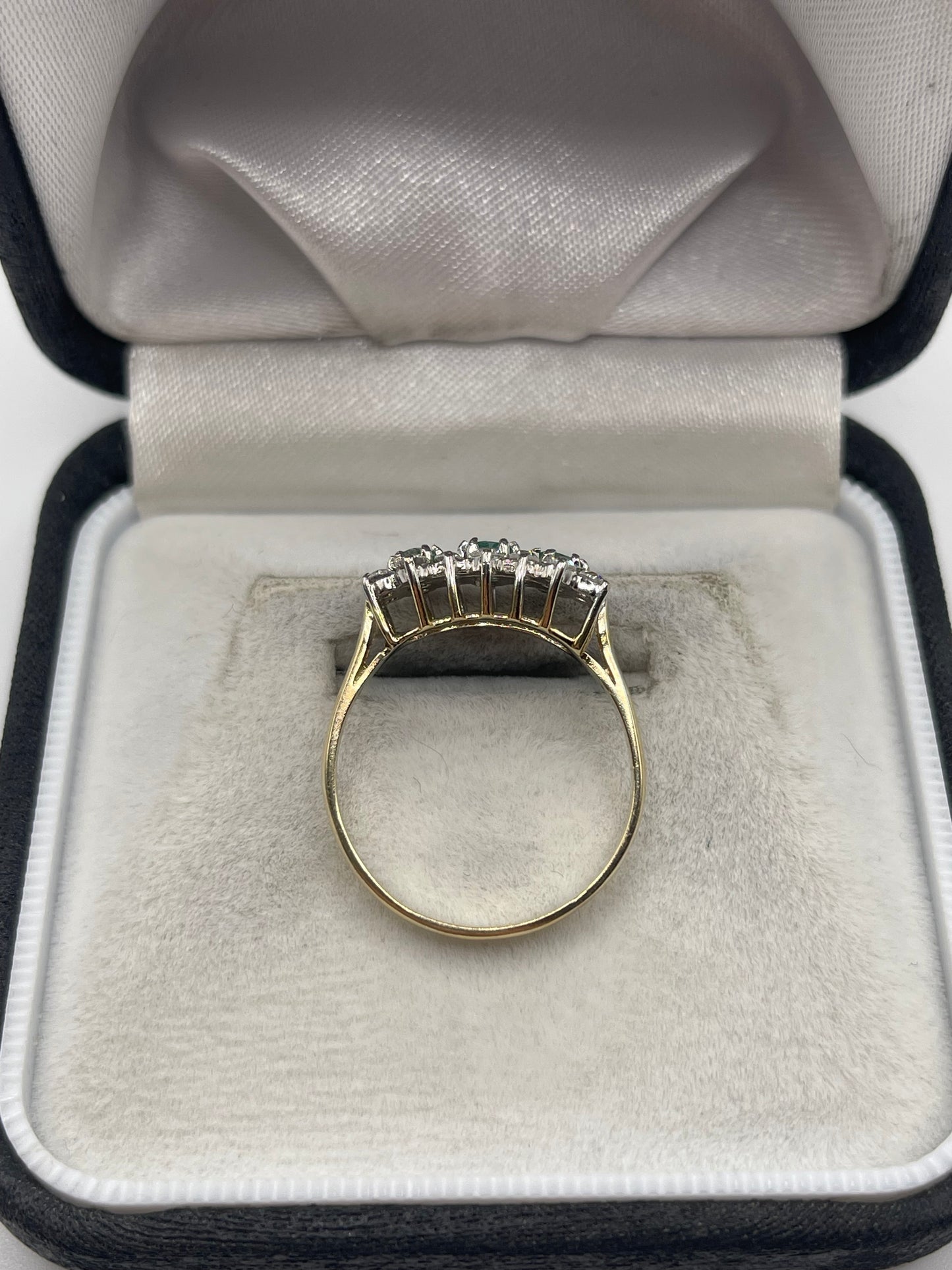 9ct gold emerald and cz ring