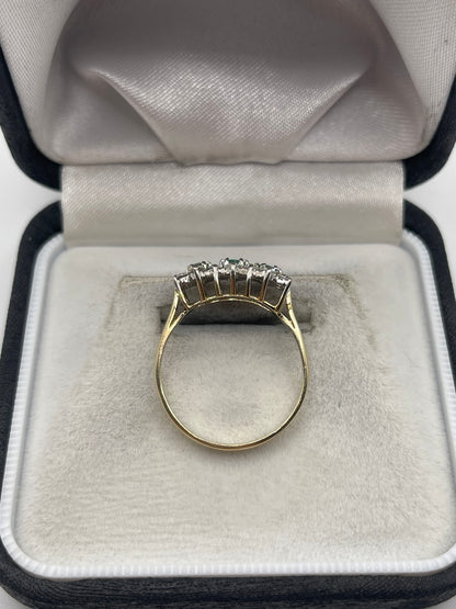 9ct gold emerald and cz ring
