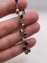 Load image into Gallery viewer, 9ct gold amethyst bracelet
