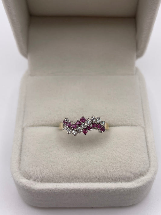 9ct gold ruby and cz ring