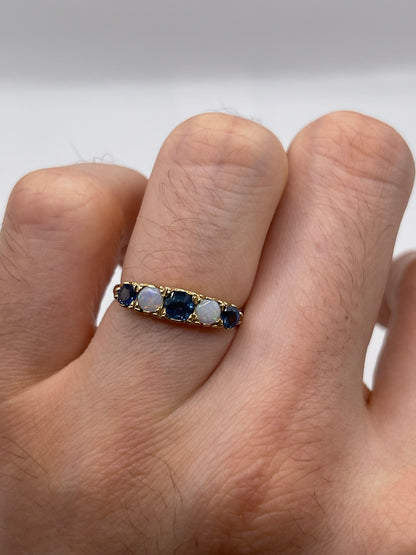 9ct gold opal and sapphire ring