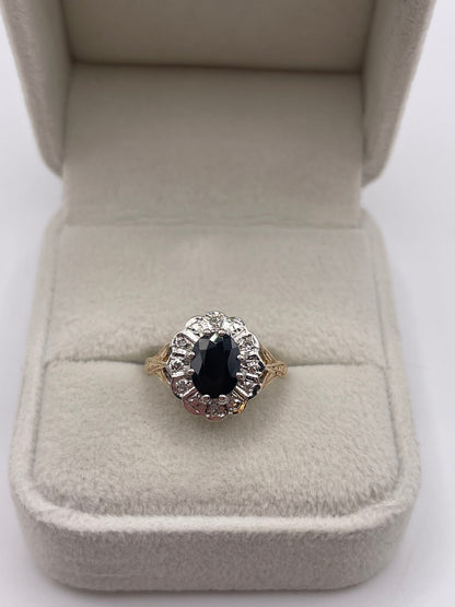 9ct gold sapphire and diamond ring