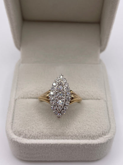 9ct gold cz navette ring