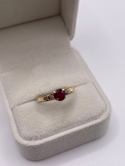 9ct gold ruby and diamond ring