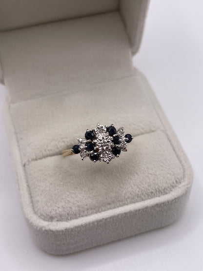 9ct gold sapphire and diamond ring