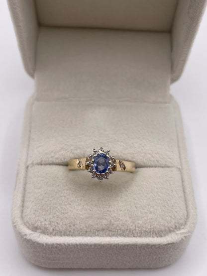 9ct gold sapphire and diamond ring