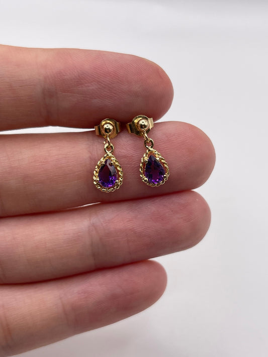 9ct gold amethyst earrings