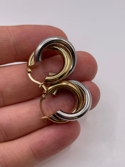 9ct two tone gold Creole earrings