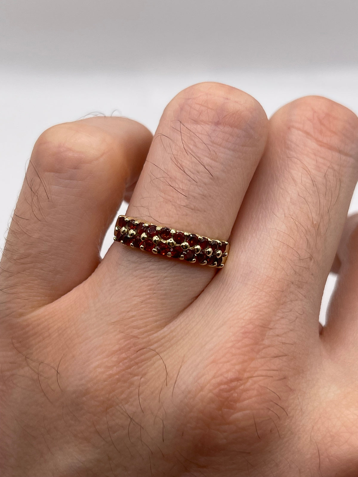 9ct gold garnet cluster ring