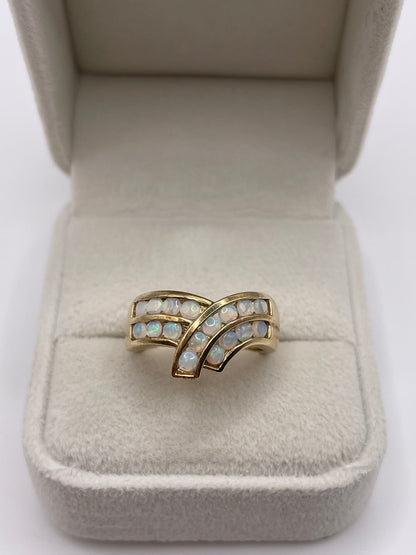 9ct gold opal wishbone ring