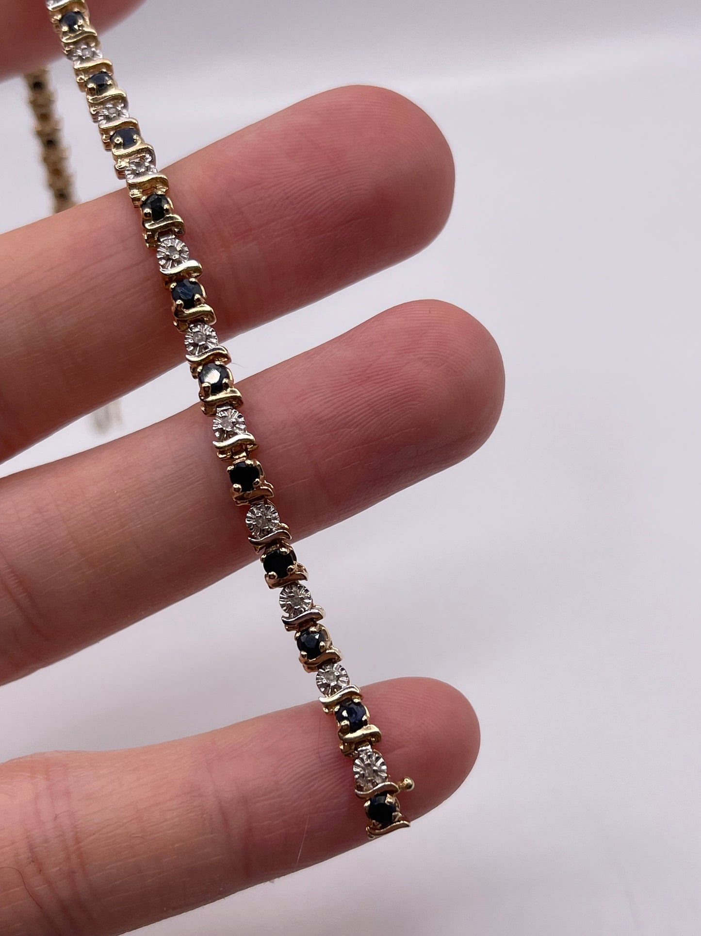 9ct gold sapphire and diamond bracelet