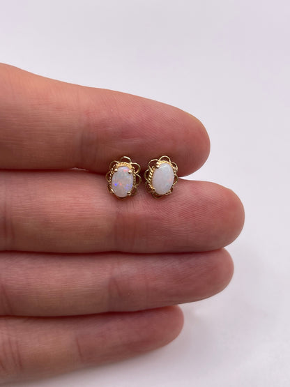 9ct gold opal earrings