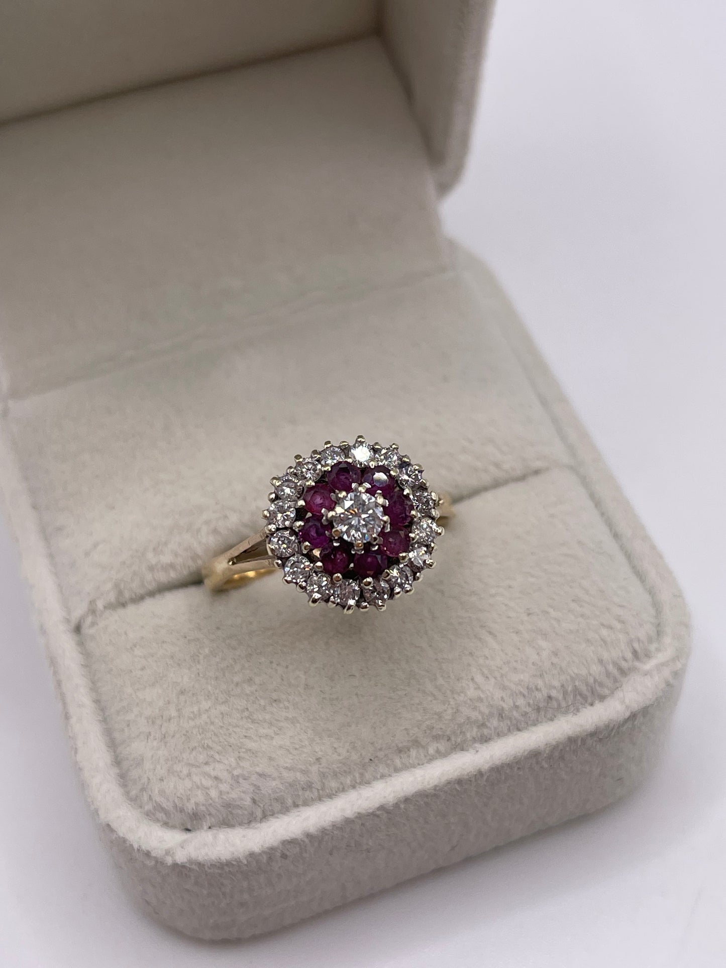 9ct gold ruby and diamond ring