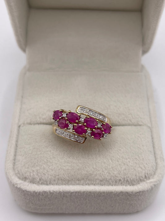 9ct gold ruby and diamond ring