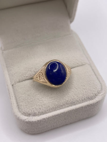 9ct gold lapis lazuli signet ring