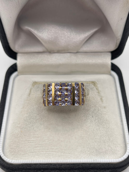 9ct gold tanzanite cluster ring