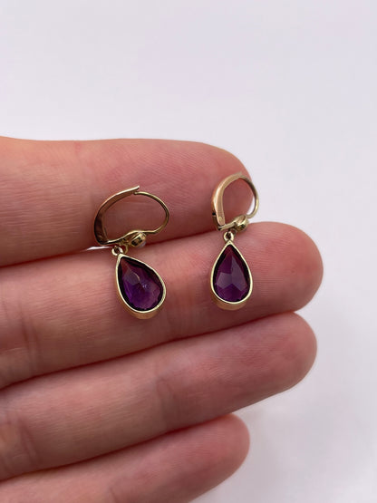 9ct gold amethyst and pearl earrings