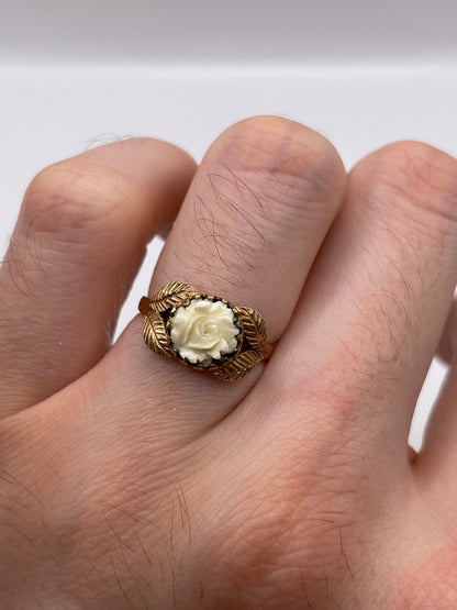 9ct gold carved rose ring