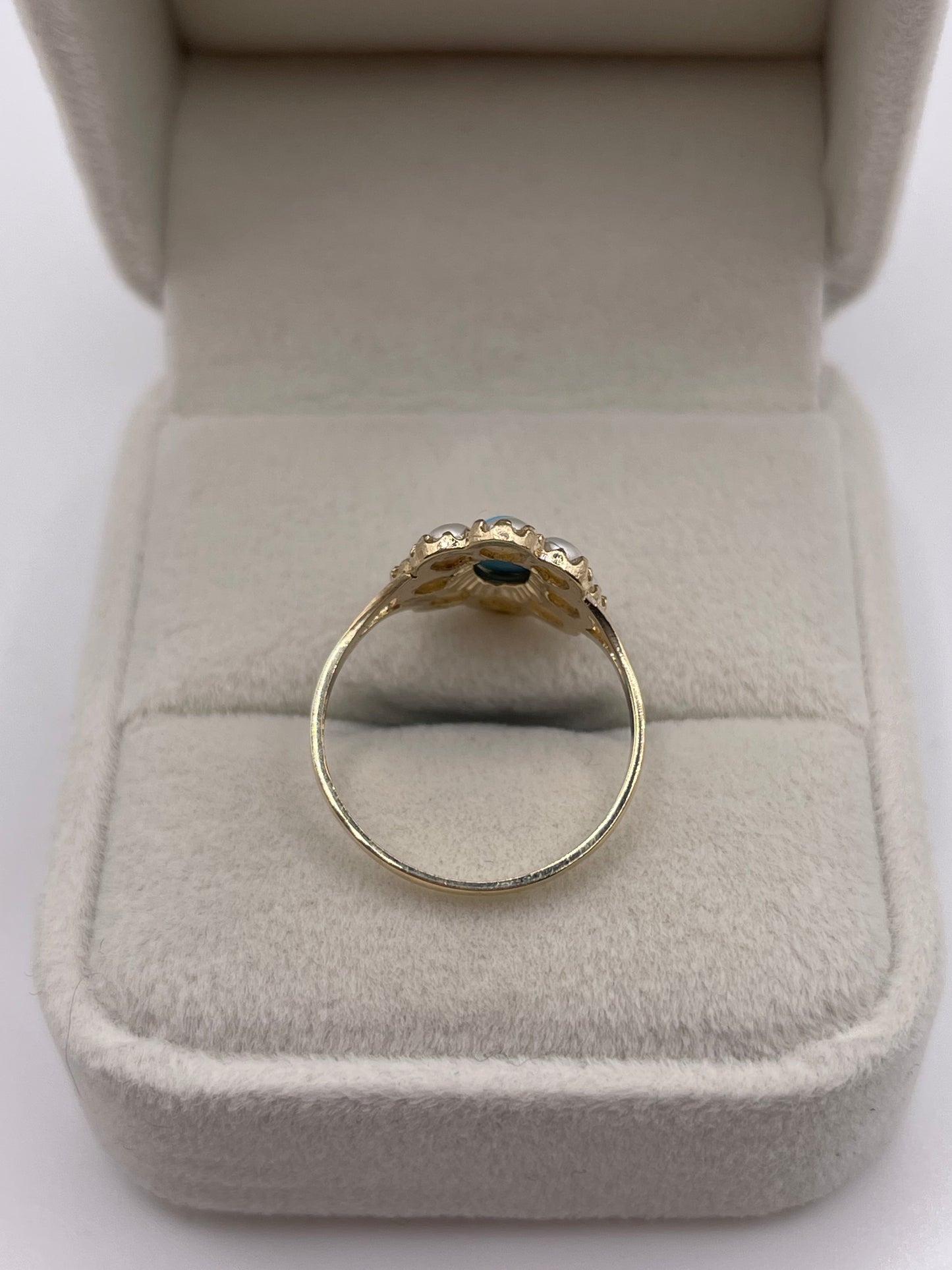 9ct gold turquoise and pearl ring