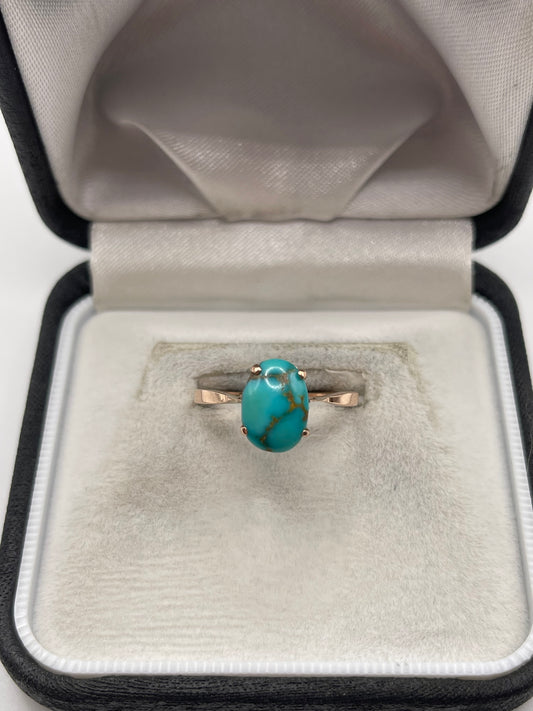 Antique 9ct rose gold turquoise ring