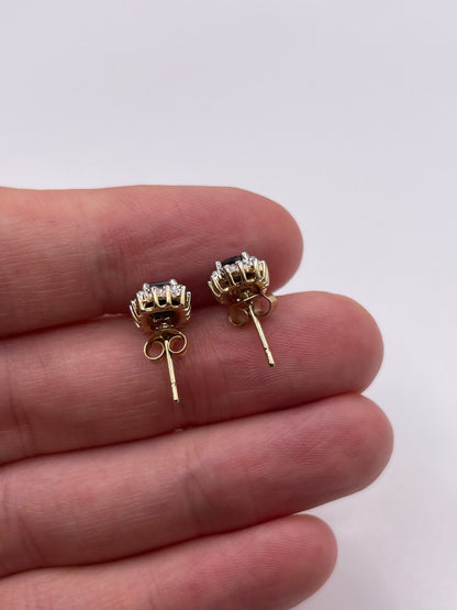 9ct gold sapphire and diamond earrings