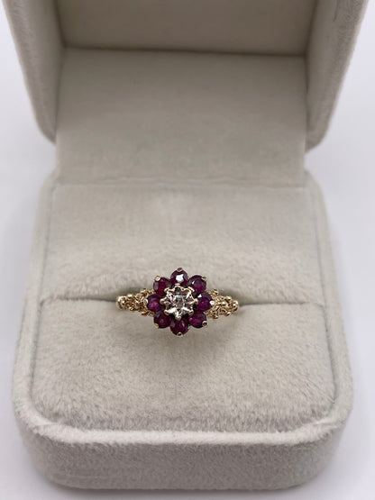 9ct gold ruby and diamond ring