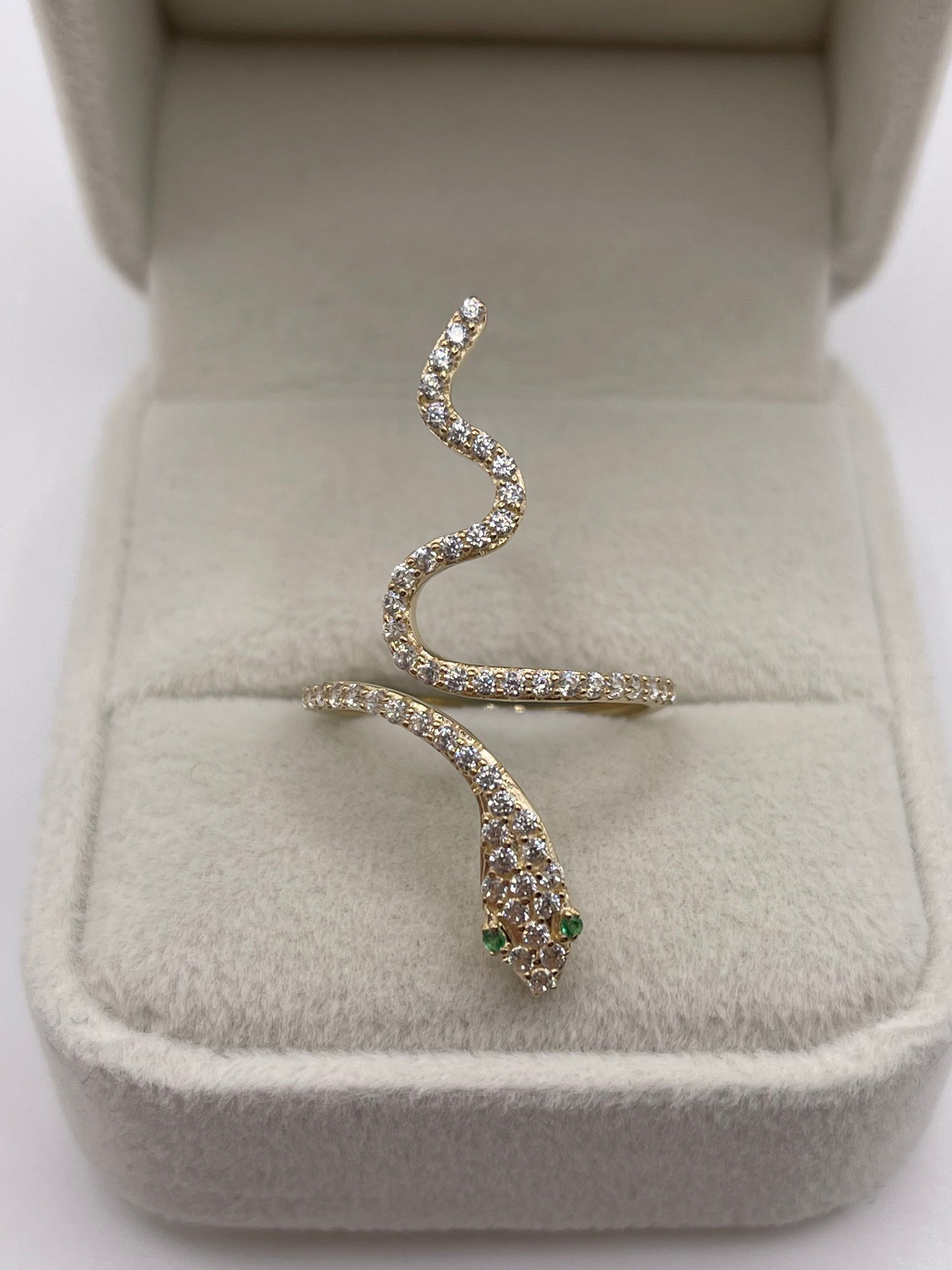 14ct gold cz snake ring