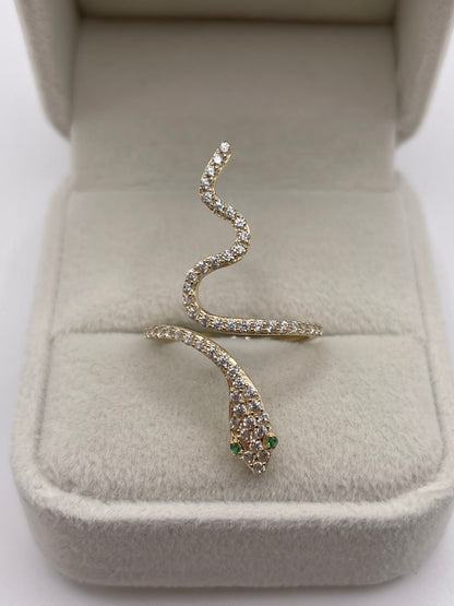 14ct gold cz snake ring