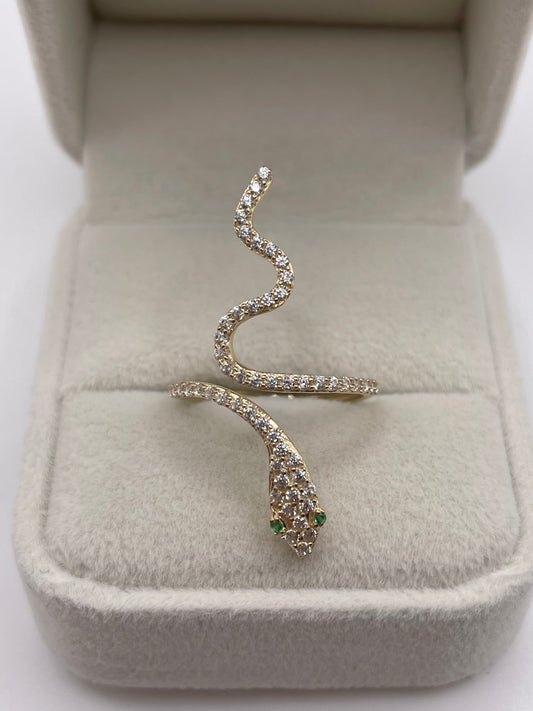 14ct gold cz snake ring