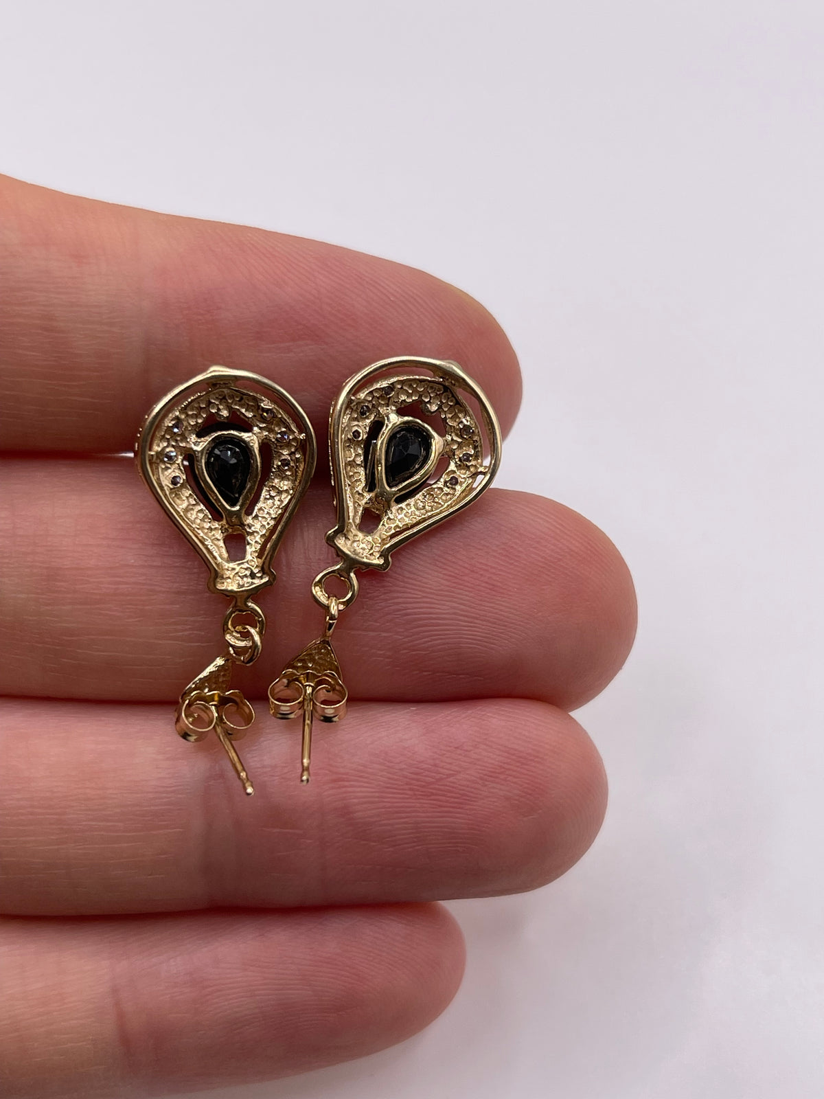 9ct gold sapphire and diamond earrings