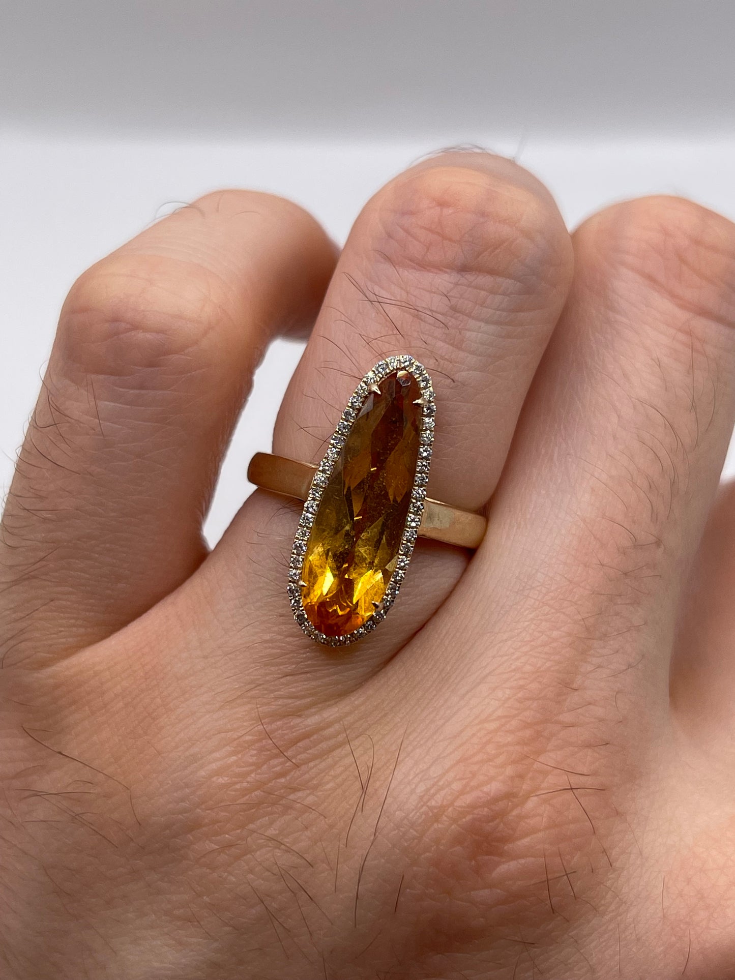 9ct gold citrine and diamond ring