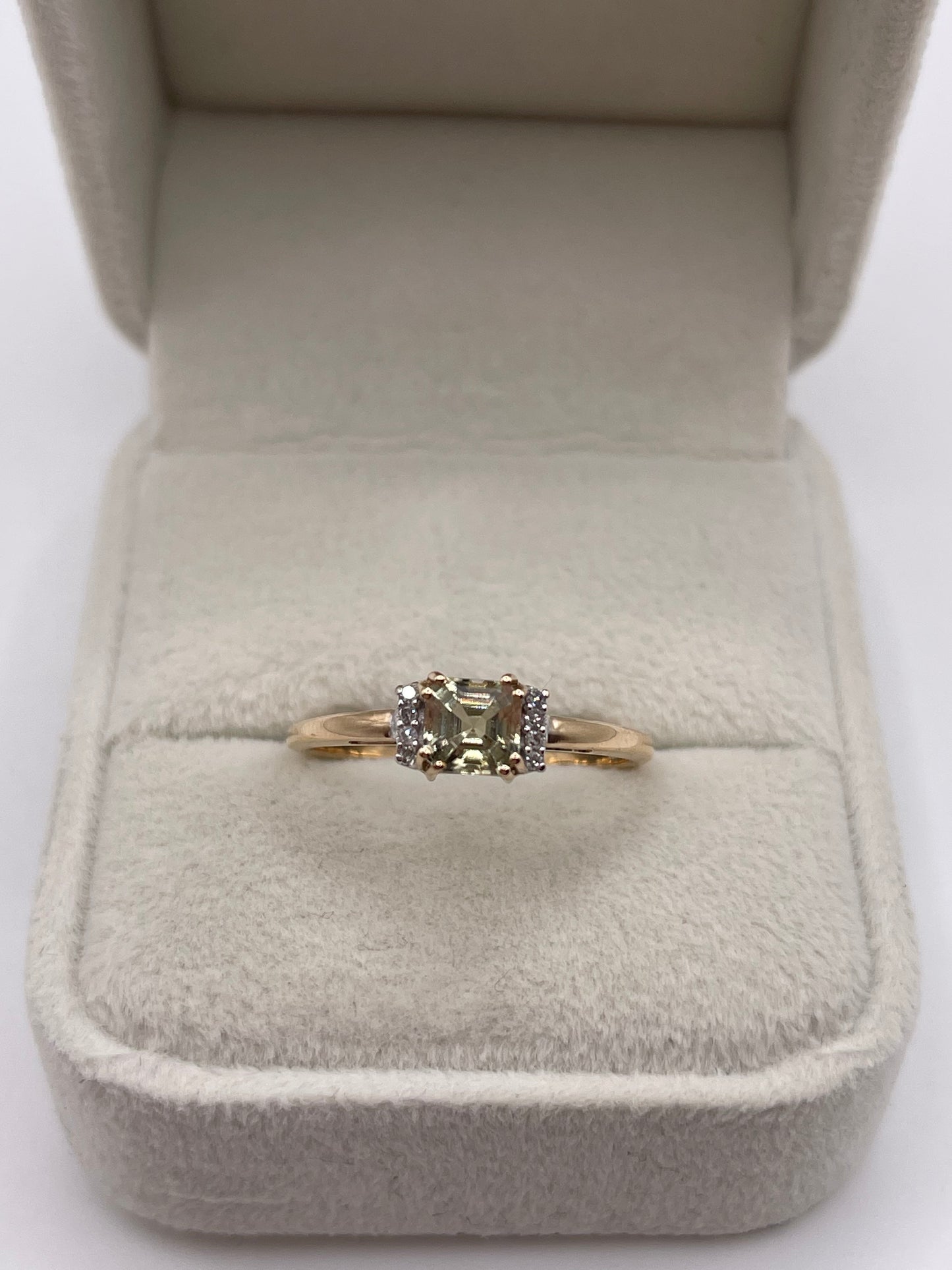 9ct gold csarite and diamond ring