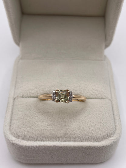 9ct gold csarite and diamond ring