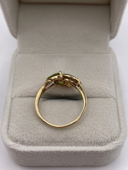 9ct gold citrine, peridot and diamond ring