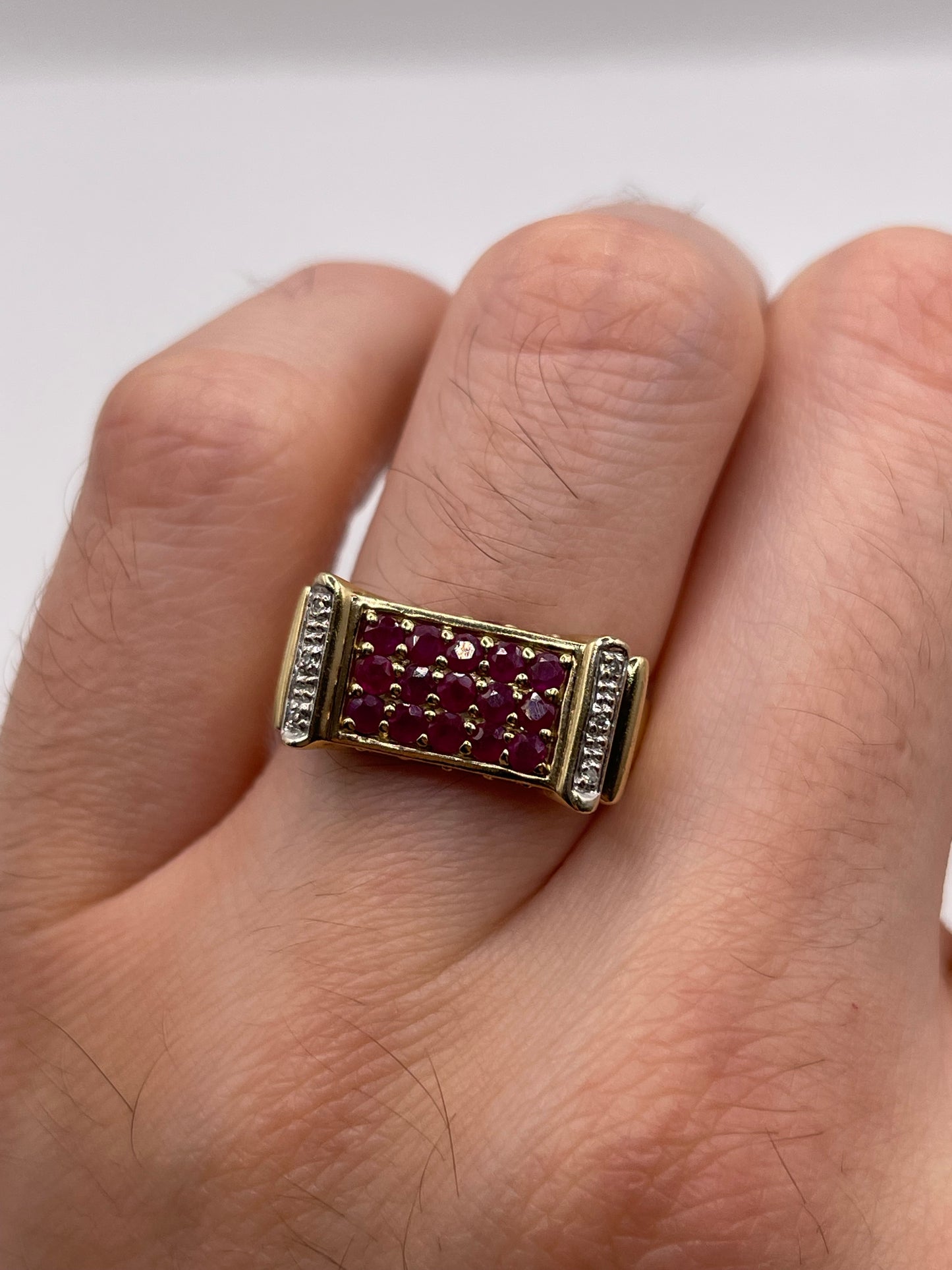 9ct gold ruby and diamond ring