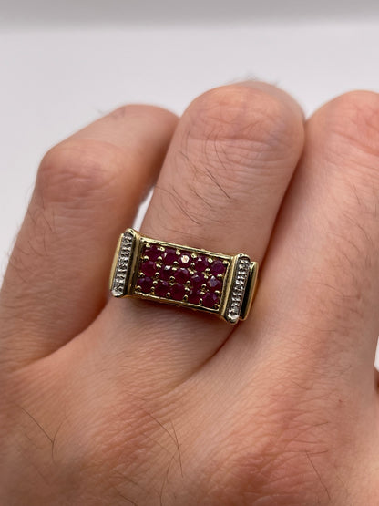 9ct gold ruby and diamond ring