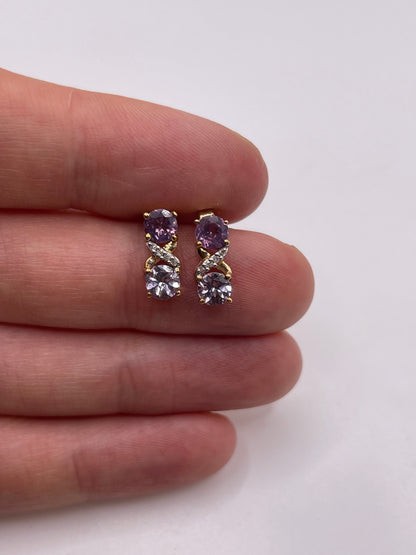 9ct gold quartz and diamond earrings